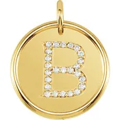 14K 1/8 CTW Diamond Initial "B" Pendant