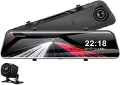 2K QHD Mirror Dash Cam with 64GB SD Card | Front & Rear Dual Camera Waterproof Backup Recorder for Cars