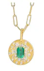 14K Gold and Emerald Paperclip Necklace with Diamonds