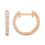 14k Rose Gold 12mm Diamond Huggie Earrings .30ctw