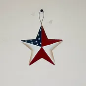 5" Primitive Hanging Red, White & Blue Metal Star