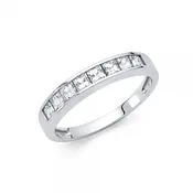 14KW 3.5MM WideCZ Light 8 stone Princess Channel Ring