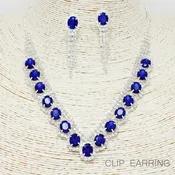 071190, RHINESTONE NECKLACE & CLIP ON EARRING SET