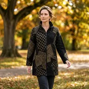 2 Pocket Zipper Jacket in Khaki | Women's Textured Layer - KJ22