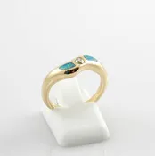 14kt Yellow Gold Diamond Opal Ring Size 6.75