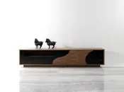 101F Modern TV Stand in Walnut and Black Finish