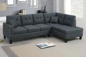 2-Pc Sectional Sofa W/ 2 Accent Pillows - Charcoal