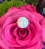 14K White Gold Natural Opal & Diamond Ring – 7.44 Total Carats Opal