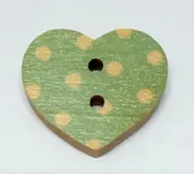 18mm 2 hole white spotted wood heart Teal