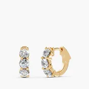 14K Gold 2 Carat Lab Grown Diamond Huggie Earrings