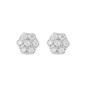 0.30 ct White gold Diamond Flower Bezel Set Stud Earrings