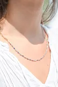 14KYG Dia/Sapph DBY 17" Paperclip Necklace