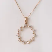 14K Rose Gold Diamond Circle Necklace 0.45CTW Wreath Halo Pendant Necklace — Avior Jewelry