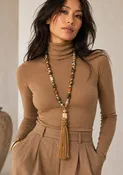 Agate Brass Tassel Necklace
