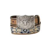 3D BOYS BELT 1 1/4" EMBROIDERED SOUTHWESTERN INLAY BROWN