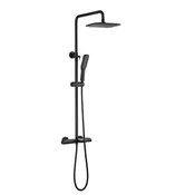 10" Exposed Shower System with Thermostatic Valve in Matte Black