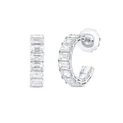 1-Row Emerald Cut Diamond Huggie Earrings