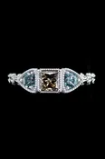 14k Solid White Gold and Fancy Diamond Ring