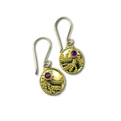22k Granulated Ruby Earrings