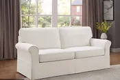Ashton Slipcover Sofa Cottage Style in Fog Fabric by Office Star Products