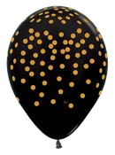 11" Latex - Black With Gold Confetti All Over