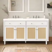 Atami 60" Rattan Double Sink Bathroom Vanity with Soft Close Doors