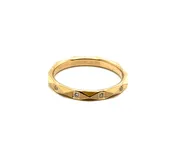 0.10 Ctw 14kt Yellow Gold Pyramid Design Diamond Stackable Wedding Band