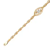 Filigree White CZ Quinceañera Bracelet In Gold
