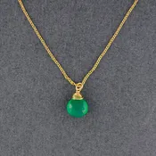 14K Gold Filled Green Onyx Drop Necklace