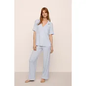Eberjey Short Sleeve Long Pant PJ Set - Ice Blue