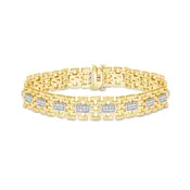 1.05 CT. T.W. Gents Two-Tone Rectangular Diamond Link Bracelet