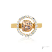 14KT Two-Tone Gold Quinceañera Sweet 15 CZ Halo Ring