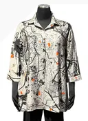 3 Potato C2127-FLWC Tunic Length Button Front Shirt