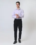 Quieti Modern Fit, Pink dobby stripe, Long Sleeve Woven Shirt