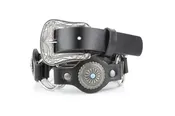 American Bison Black Concho Belt with Turquoise Accents – ABLB 37 2562