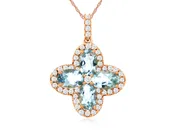 DIAMOND AND AQUAMARINE ROSE GOLD PENDANT