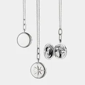 Adventure Compass Locket Necklace with White Sapphire