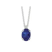 0.02Ctw Diamond & Created Sapphire Birthstone Pendant