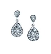 14k White Gold Diamond Antique Style Fashion Earrings