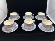 12PC PROVENCE BLUE IRONSTONE TEACUP/SAUCER SET.