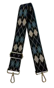 Argyle Bag Strap - BLACK/CREAM/BLUE - Ahdorned