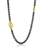 Gold & Patina Sterling Silver Necklace with Mask Link and Ruby