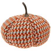 10" Dia Eerie Orange Plaid Pumpkin Fall