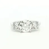 14K White Gold Three Stone 2.96 Carats Lab Grown Diamond Ring