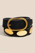 Metallic Oval Accent Faux Suede Belt