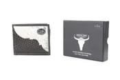 American Bison Black Hair On Hide Western Bifold Wallet with Basket Weave Tooling & Concho ABMW 13-26501