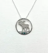Parle: Sterling Silver Montana Sapphire Moose Circle Pendant — McGough & Company