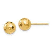 14k Yellow Gold textured 8 MM Ball post earrings