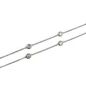 14k White Gold 10 Station Diamond by the Yard Necklace 1.48ctw G-H SI1 18" 3.9g