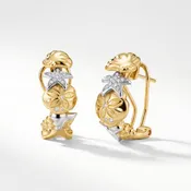 14K Gold Diamond Nautical Sealife Earrings - Clam, Starfish & Shell